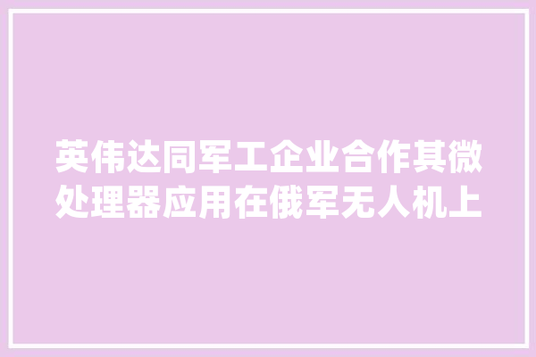 英伟达同军工企业合作其微处理器应用在俄军无人机上_英伟_信天翁 智能助手