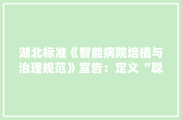 湖北标准《智能病院培植与治理规范》宣告：定义“聪明的病院” 填补国内相关领域空白_智能_病院 智能写作