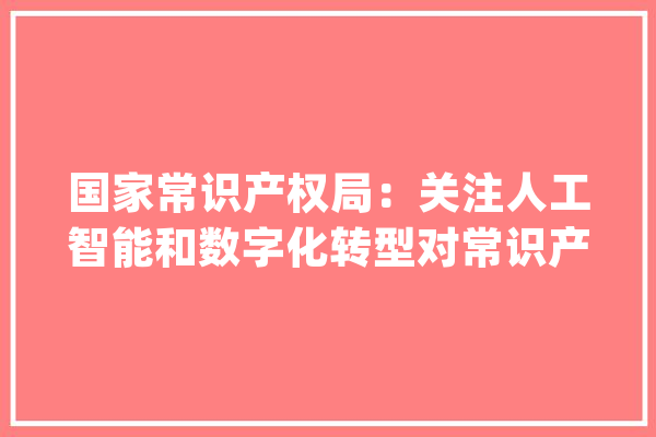 国家常识产权局：关注人工智能和数字化转型对常识产权体系影响_常识产权_中美 AI简讯