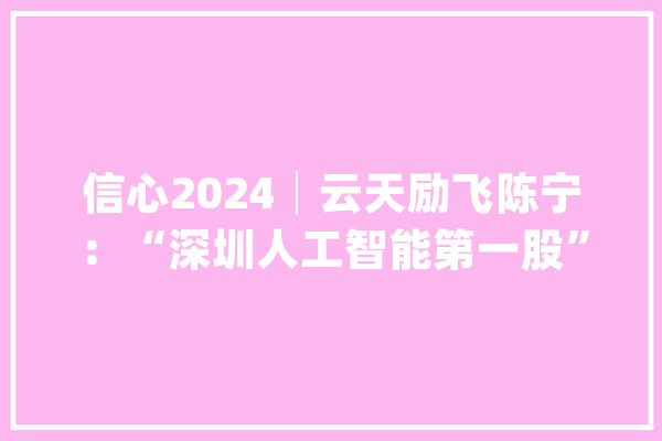 信心2024│云天励飞陈宁：“深圳人工智能第一股”进阶路_云天_人工智能 科技快讯