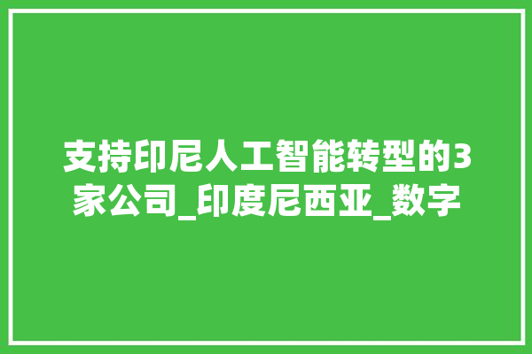 支持印尼人工智能转型的3家公司_印度尼西亚_数字