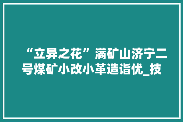 “立异之花”满矿山济宁二号煤矿小改小革造诣优_技巧_科技立异