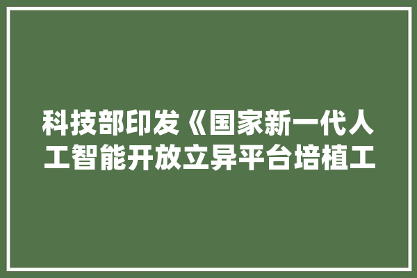 科技部印发《国家新一代人工智能开放立异平台培植工作指引》_人工智能_技巧
