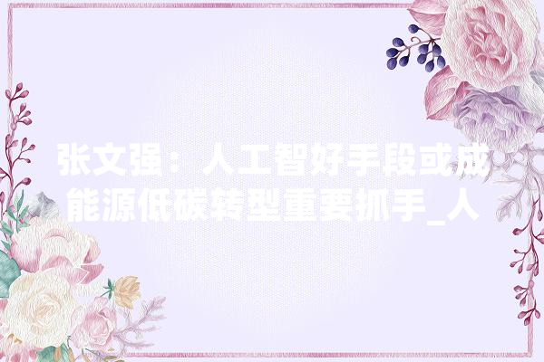 张文强:人工智好手段或成能源低碳转型重要抓手_人工智能_能源 绘影字幕 张文强:人工智好手段或成能源低碳转型重要抓手_人工智能_能源 绘影字幕