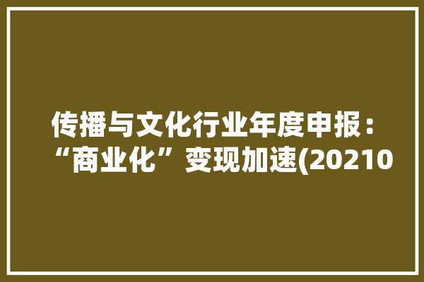 传播与文化行业年度申报：“商业化”变现加速(20210104).PDF_美观_申报