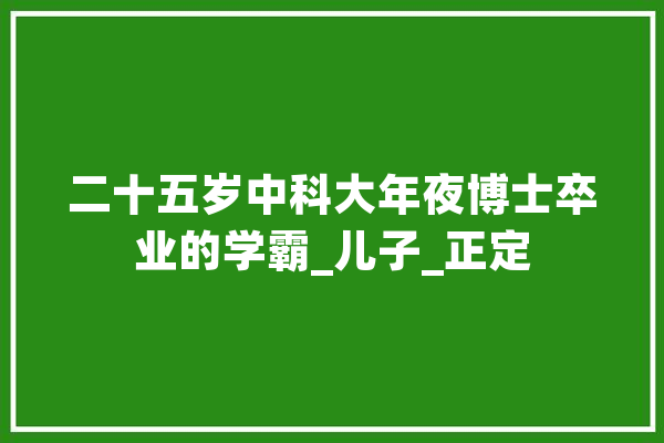 二十五岁中科大年夜博士卒业的学霸_儿子_正定