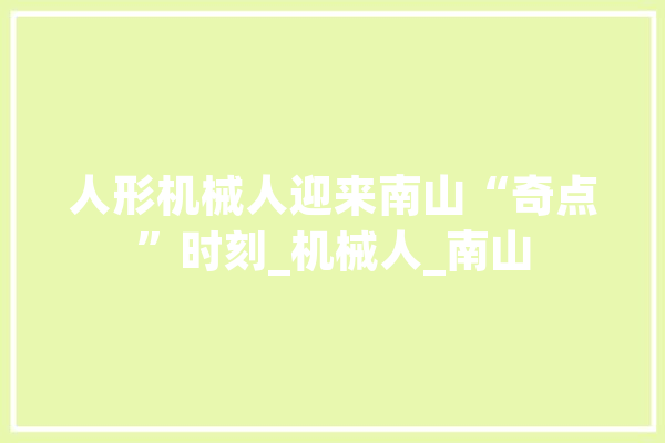 人形机械人迎来南山“奇点”时刻_机械人_南山