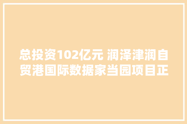 总投资102亿元 润泽津润自贸港国际数据家当园项目正式落户儋州_儋州_海南