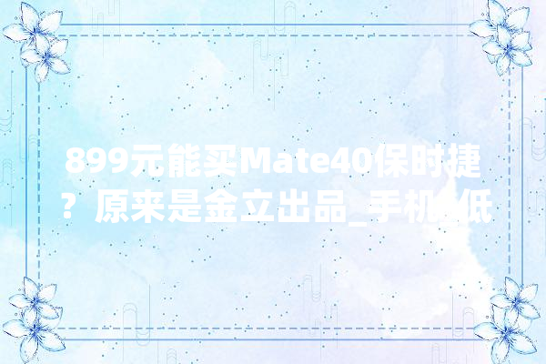 899元能买Mate40保时捷？原来是金立出品_手机_低端 绘影字幕