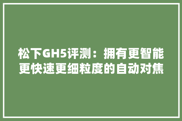 松下GH5评测：拥有更智能更快速更细粒度的自动对焦！_图像_像素