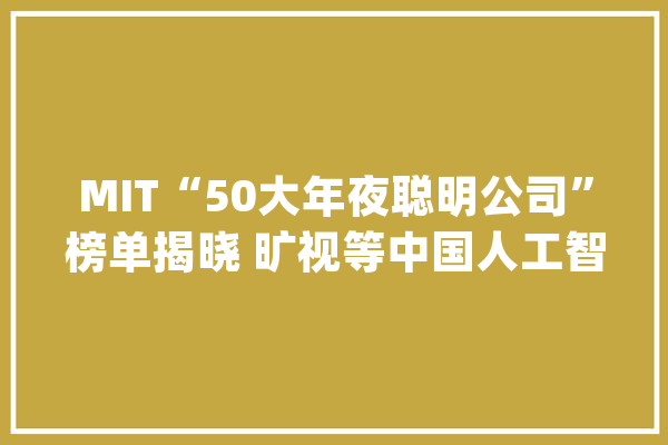 MIT“50大年夜聪明公司”榜单揭晓 旷视等中国人工智能企业上榜_全球_技巧 科技快讯