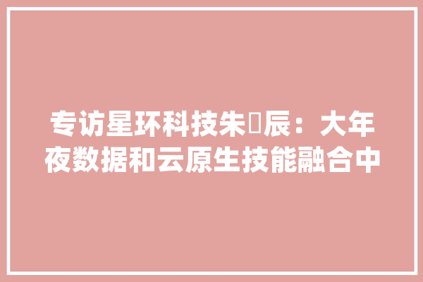 专访星环科技朱珺辰：大年夜数据和云原生技能融合中国已经做到事实上的国际领先_数据_技巧