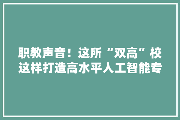 职教声音！这所“双高”校这样打造高水平人工智能专业群_人工智能_家当