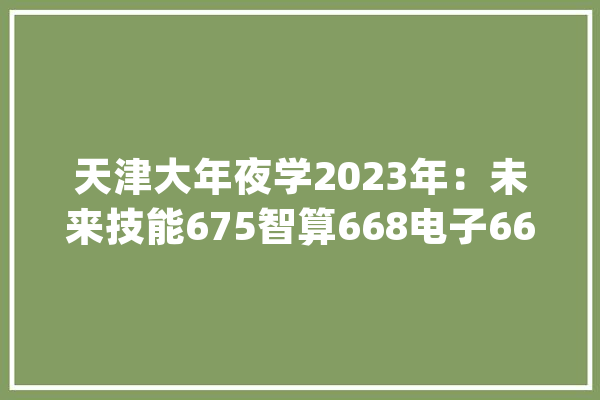 天津大年夜学2023年：未来技能675智算668电子666电气660~_工科_工程
