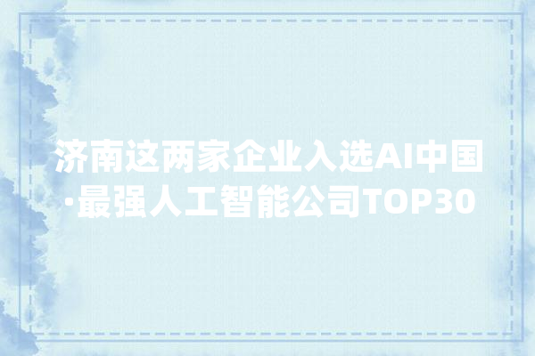 济南这两家企业入选AI中国·最强人工智能公司TOP30_人工智能_家当 云服务