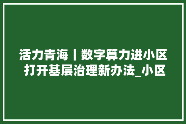 活力青海｜数字算力进小区 打开基层治理新办法_小区_刘家
