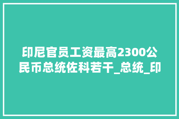 印尼官员工资最高2300公民币总统佐科若干_总统_印尼