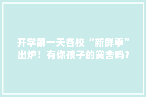 开学第一天各校“新鲜事”出炉！有你孩子的黉舍吗？_中学_一课