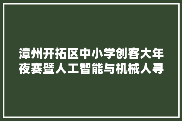 漳州开拓区中小学创客大年夜赛暨人工智能与机械人寻衅赛成功举办_漳州_机械人