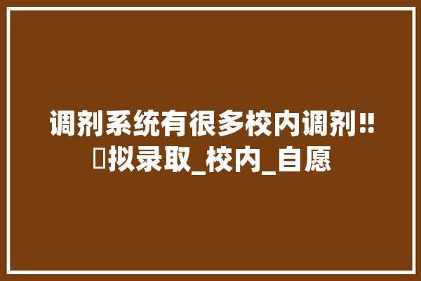 调剂系统有很多校内调剂‼️拟录取_校内_自愿 AI简讯