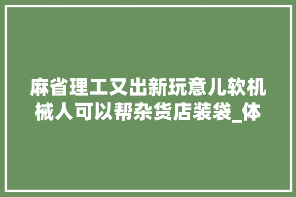 麻省理工又出新玩意儿软机械人可以帮杂货店装袋_体系_物体 AI快讯