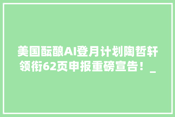 美国酝酿AI登月计划陶哲轩领衔62页申报重磅宣告！_数据_超导体 智能助手