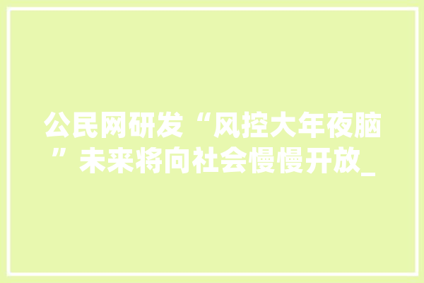 公民网研发“风控大年夜脑”未来将向社会慢慢开放_智能_技巧 云服务