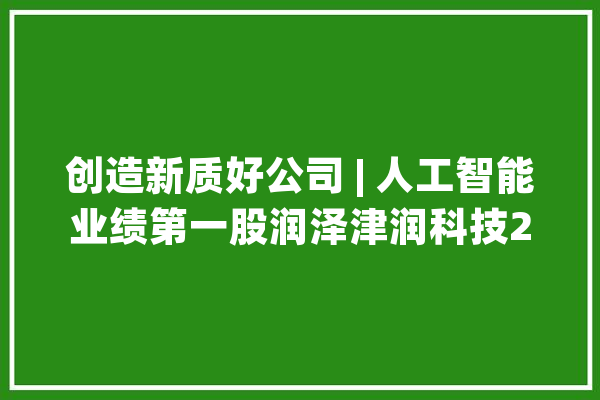 创造新质好公司 | 人工智能业绩第一股润泽津润科技2023年营收增长60%做事电信、联通两大年夜运营商_亿元_本公司 计算机