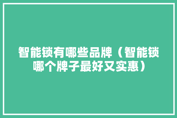 智能锁有哪些品牌（智能锁哪个牌子最好又实惠） 智能问答