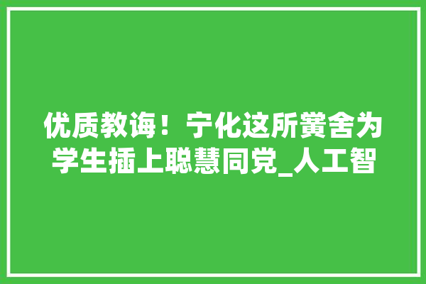 优质教诲！宁化这所黉舍为学生插上聪慧同党_人工智能_教师 计算机