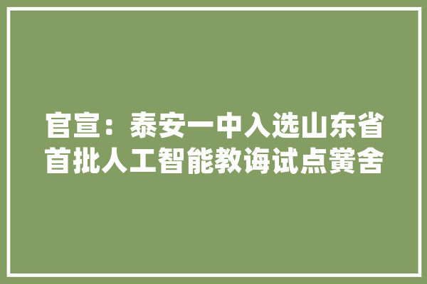 官宣：泰安一中入选山东省首批人工智能教诲试点黉舍_人工智能_山东省 绘影字幕