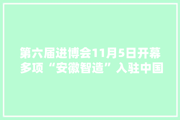 第六届进博会11月5日开幕 多项“安徽智造”入驻中国馆_淮南_安徽