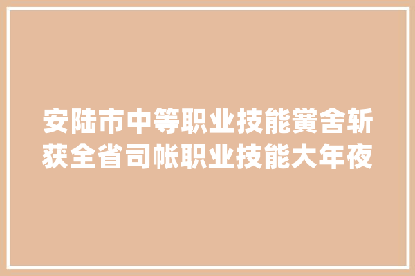 安陆市中等职业技能黉舍斩获全省司帐职业技能大年夜赛团体二等奖_安陆市_孝感市 计算机