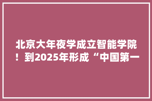 北京大年夜学成立智能学院！到2025年形成“中国第一、世界领先”的高校人工智能学科_人工智能_北京年夜学