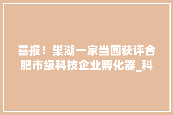 喜报！巢湖一家当园获评合肥市级科技企业孵化器_科技有限公司_安徽 AI快讯