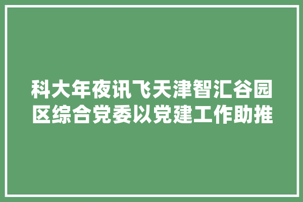 科大年夜讯飞天津智汇谷园区综合党委以党建工作助推人工智能家当稳步健康成长_园区_党建