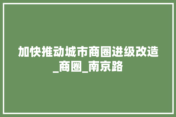 加快推动城市商圈进级改造_商圈_南京路 绘影字幕
