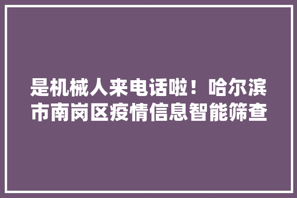 是机械人来电话啦！哈尔滨市南岗区疫情信息智能筛查上线_工作_人员 文字写作