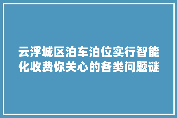 云浮城区泊车泊位实行智能化收费你关心的各类问题谜底都在这！_泊位_城区