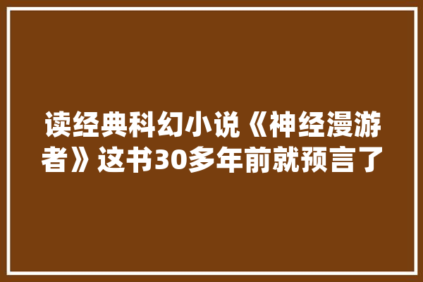 读经典科幻小说《神经漫游者》这书30多年前就预言了很多技能_凯斯_神经 智能写作