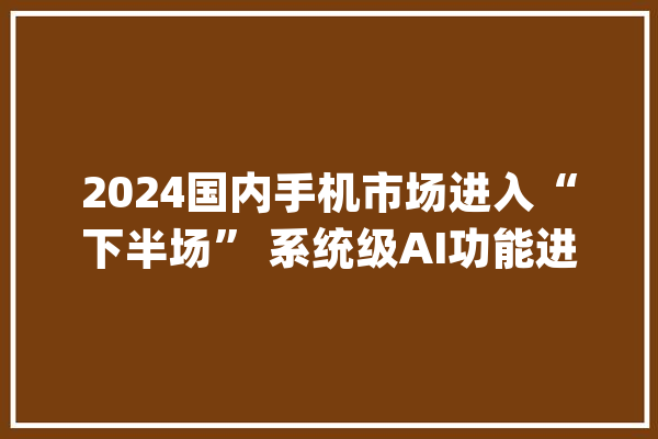 2024国内手机市场进入“下半场” 系统级AI功能进入应用阶段_出货量_真我