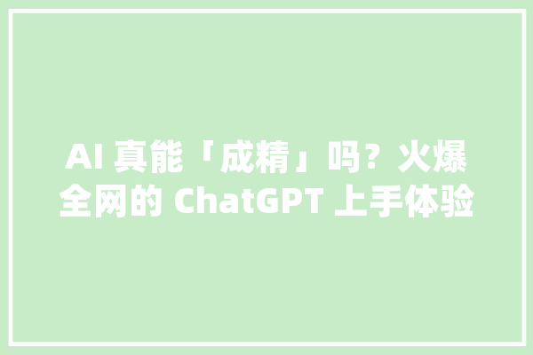 AI 真能「成精」吗？火爆全网的 ChatGPT 上手体验_谜底_你可以