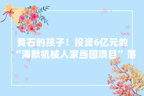 黄石的孩子！投资6亿元的“海默机械人家当园项目”落户黄石啦_机械人_技巧