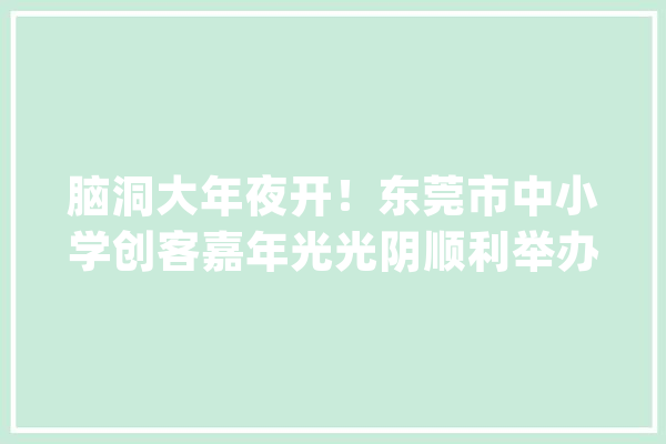 脑洞大年夜开！东莞市中小学创客嘉年光光阴顺利举办_东莞_东莞市 AI简讯