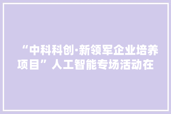 “中科科创·新领军企业培养项目”人工智能专场活动在武汉举行_人工智能_企业
