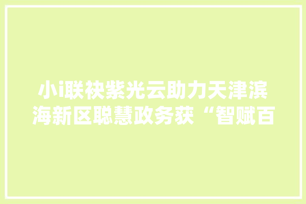小i联袂紫光云助力天津滨海新区聪慧政务获“智赋百景”表彰_聪明_滨海 AI快讯