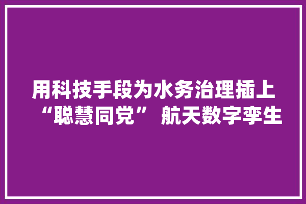 用科技手段为水务治理插上“聪慧同党” 航天数字孪生赋能水务事业高质量成长新征程_水务_聪明 云服务