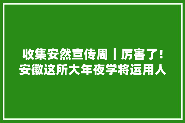 收集安然宣传周｜厉害了！安徽这所大年夜学将运用人工智能防骗_收集平安_收集