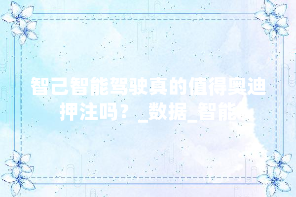 智己智能驾驶真的值得奥迪押注吗？_数据_智能 AI简讯