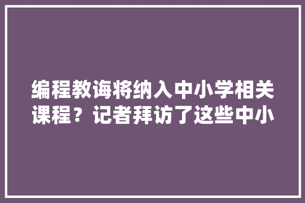 编程教诲将纳入中小学相关课程？记者拜访了这些中小学编程教室_编纂器_中小学 AI简讯